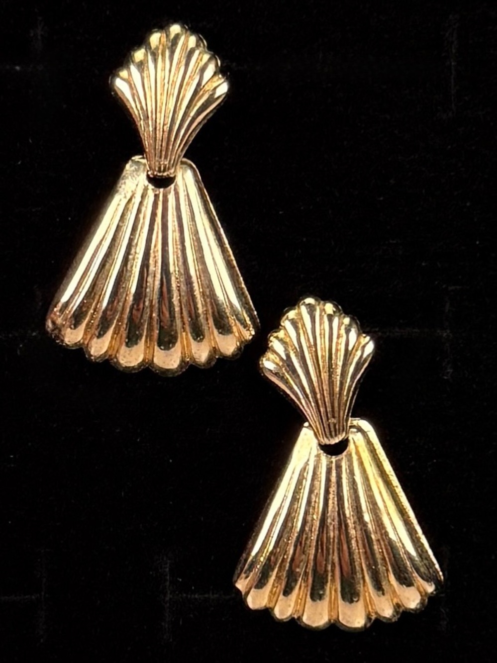 Goldtone Lightweight Fan Drop Pierced Earrings